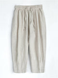 Men's Solid Color Comfortable Linen Cropped Pants for Summer