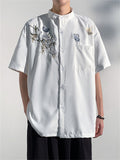 Men's Chinese Style Flying Butterfly Pear Flower Embroideried Shirt