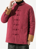 Men's Oriental Style Contrast Color Thick Cotton Coats