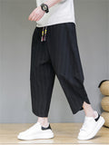 Summer Vintage Stripe Cropped Pants for Men