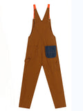 Khaki Multi-Pocket Couple Denim Overalls