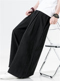 Men's Cotton Linen Loose Mid-waist Trousers