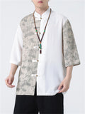 Men's Summer Fashion Half Sleeve Colorblocked Tang Suit Shirt