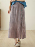 Chinese Style Button Tassel Design Side Split Skirt for Women