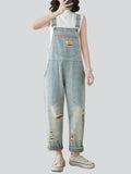 Cute Colorful Ripped Oversized Denim Jumpsuit for Women