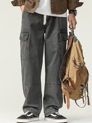 Men's Spring Casual Drawstring Multi-Pocket Cargo Pants