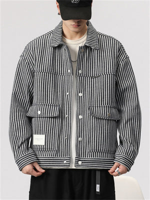 Men's Cool Korean Style Striped Casual Jacket