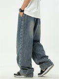 Retro Drawstring Wash Effected Trendy Jeans for Men