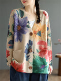 New Vintage Printed Women's Autumn Knitted Floral Jackets