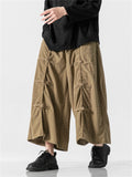 Men's Asian Style Knot Button Wide Leg Corduroy Pants