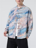 Male Colorful Auspicious Clouds Pattern Long Sleeve Jacket