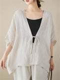 Ladies Summer Casual Lace-Up Batwing Sleeve Shirts