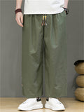 Men's Casual Cotton Linen Drawstring Summer Straight-Leg Pants