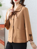 Female Modish Turn-Down Collar Jackets with Pockets