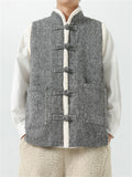 Men's Chinese Style Tang Suit Fleece Corduroy Vest