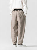 Men's Autumn Winter Color Contrast Plaid Wool Blend Pants