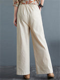 Summer Linen Blend High Rise Straight-Leg Pants for Women