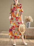 Casual Colorful Polka Dot Print Long Shirt Dress for Women