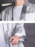 Men's Ancient Style Tree Rings Print Loose Lace Up Shirt