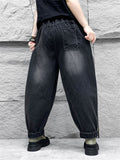 Women's Trendy Letter Print Raw Edge Line Loose Harem Pants