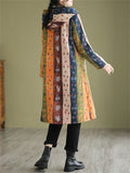 Women's Colorful Print Thickened Ethnic Mid Length Hooded Coat