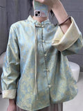 Lady Reversible Silky Knot Button Jacquard Tassel Jacket