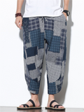 Men's Contrast Color Plaid Casual Loose Harem Pants