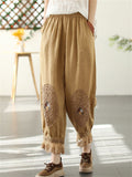 Women's Vintage Lace Patchwork Linen Harem Pants