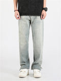 Men's Retro Washed Effect Side Slit Loose Jeans