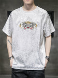 Men's Chinese Style Monkey King Embroidery Retro T-shirt