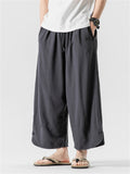 Men's Retro Style Wide Leg Cotton Linen Holiday Pants