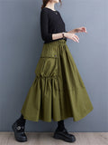 Women's Stylish High Rise Large Pocket Pleated Skirt