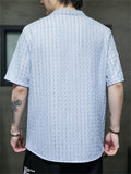 Men's V-neck Solid Jacquard Cotton Linen T-shirts