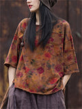 Cute Floral Printed Vintage Shirts for Women