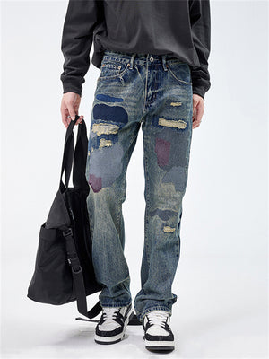 Ripped Patched Vintage Popular Jeans for Men