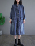 Ladies Stand-up Collar Mid-length Denim Jackets