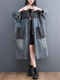 Female Lace-up One Button Mid-length Vintage Splicing Jacket