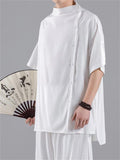 Chinese Style Side Slit Summer Relaxed Shirt for Men