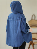 Women's Trendy Blue Denim Hooded Oversized Jacket