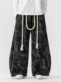 Japanese Style Braided Rope Tie-Dye Oversized Pants for Men