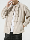 Men's Macaron Color Tassel Button Autumn Lapel Corduroy Shirt