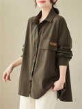 Women's Spring Retro Lapel Button Up Oversized Shirt