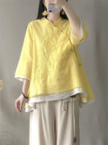 Diagonal Button Women's Spring Summer Improved Hanfu Shirt