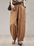 Leisure Autumn Pleated Linen Harem Pants for Women