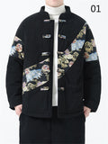 Male Popular Dragon Cloud Print Thickened Stitching Corduroy Coat