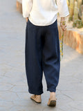 Women's 100% Linen Simple Cozy Straight-Leg Casual Pants