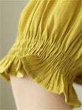 Casual Tassel Lace Up Dandelion Embroideried Shirt for Women