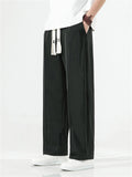 Men's Ice Silk Soft Smooth Loose Casual Trousers with Drawstring