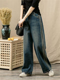 Women's Leisure High Waist Washed Effect Blue Floor Length Jeans