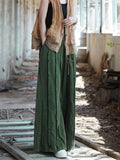 Women's Patchwork Cotton Linen High-Rise Wide Leg Pants